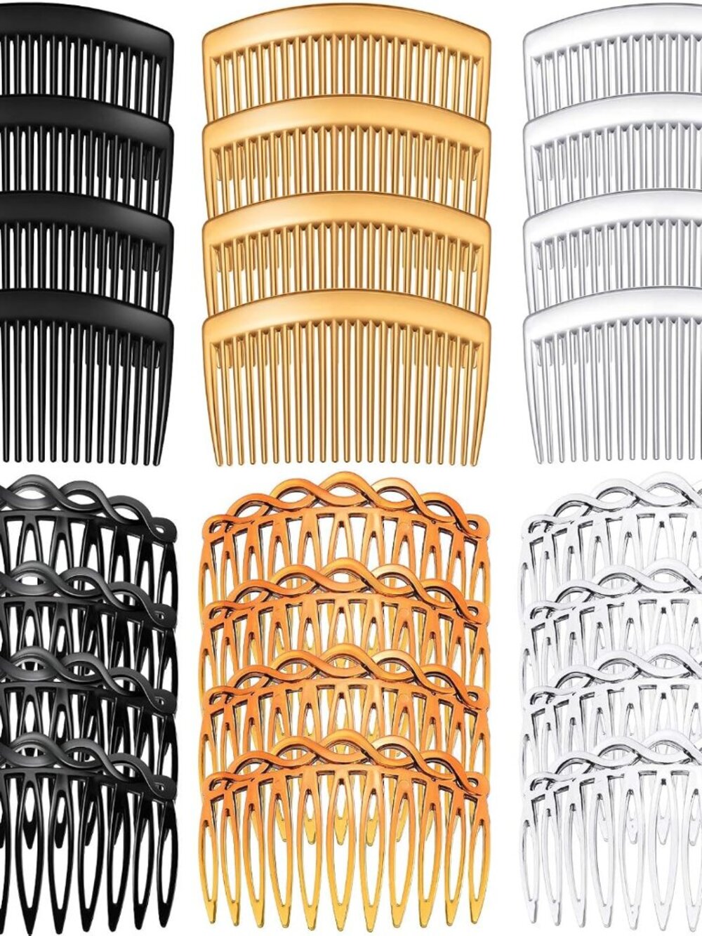 24 Pcs French Side Hair Twist Comb Accessories, 11/23 Teeth, Women